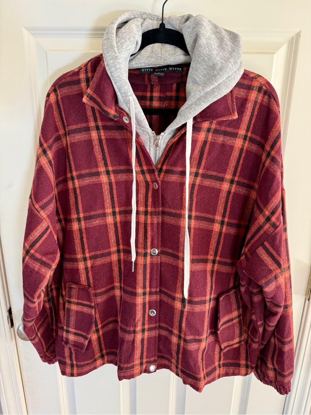 HYFVE Plaid Hoodie Jacket Shacket Large